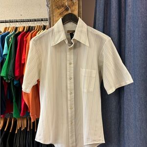 Vintage Manknit White Patterned Short Sleeve Shirt